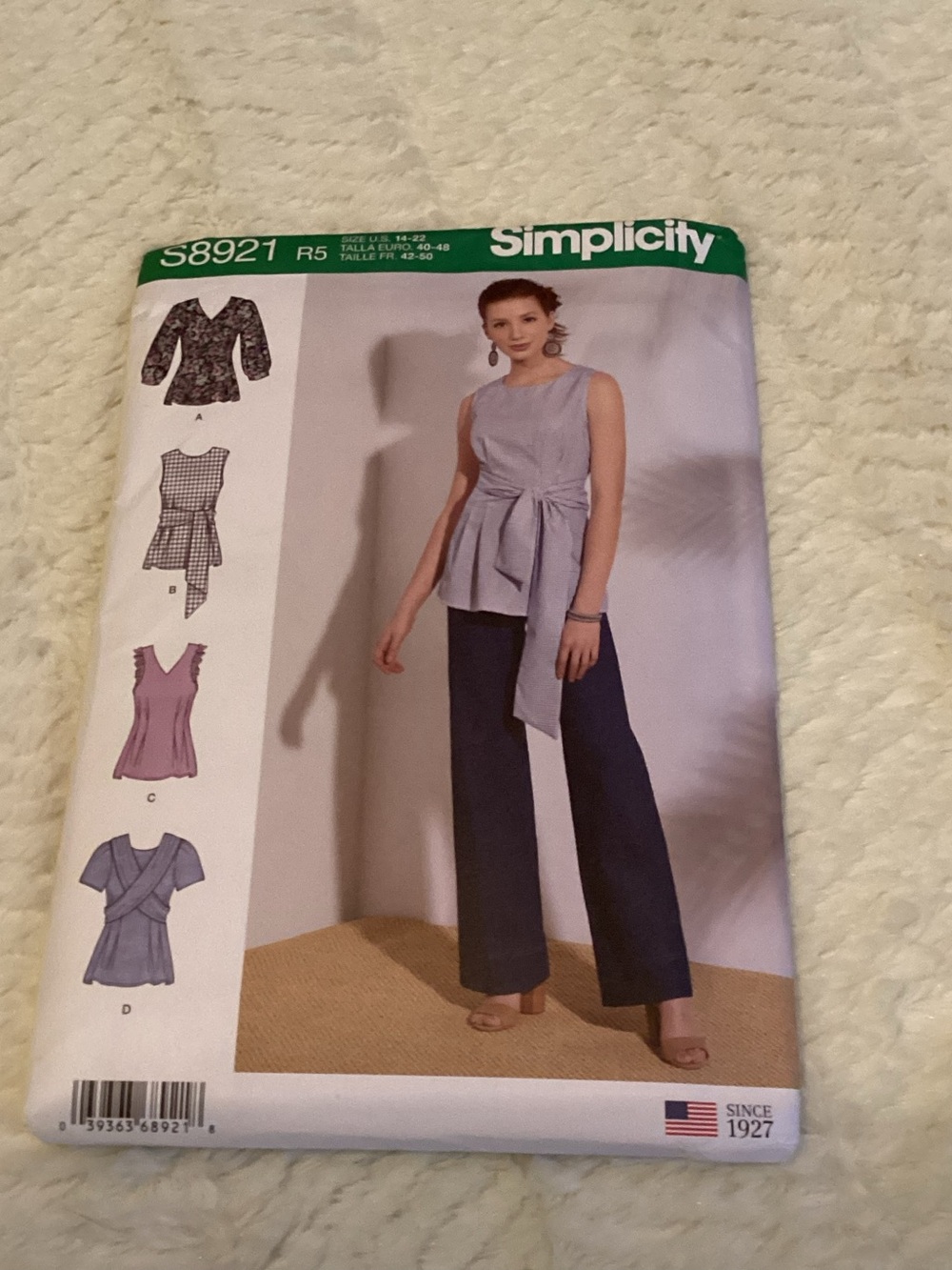 Misses Tops S8921 Simplicity Uncut Sewing Pattern Sz (14-22) Blouse Tops